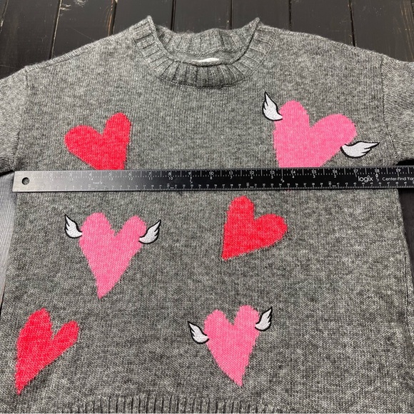 LOFT Lou & Grey Grey W/Pink & Red Hearts Sweater Valentines Sz. S - Picture 5 of 7